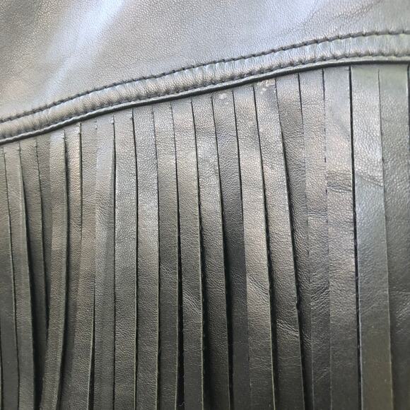 Zadig Voltaire Deluxe Lamb Leather Fringe Moto Top Black Small - Picture 6 of 12